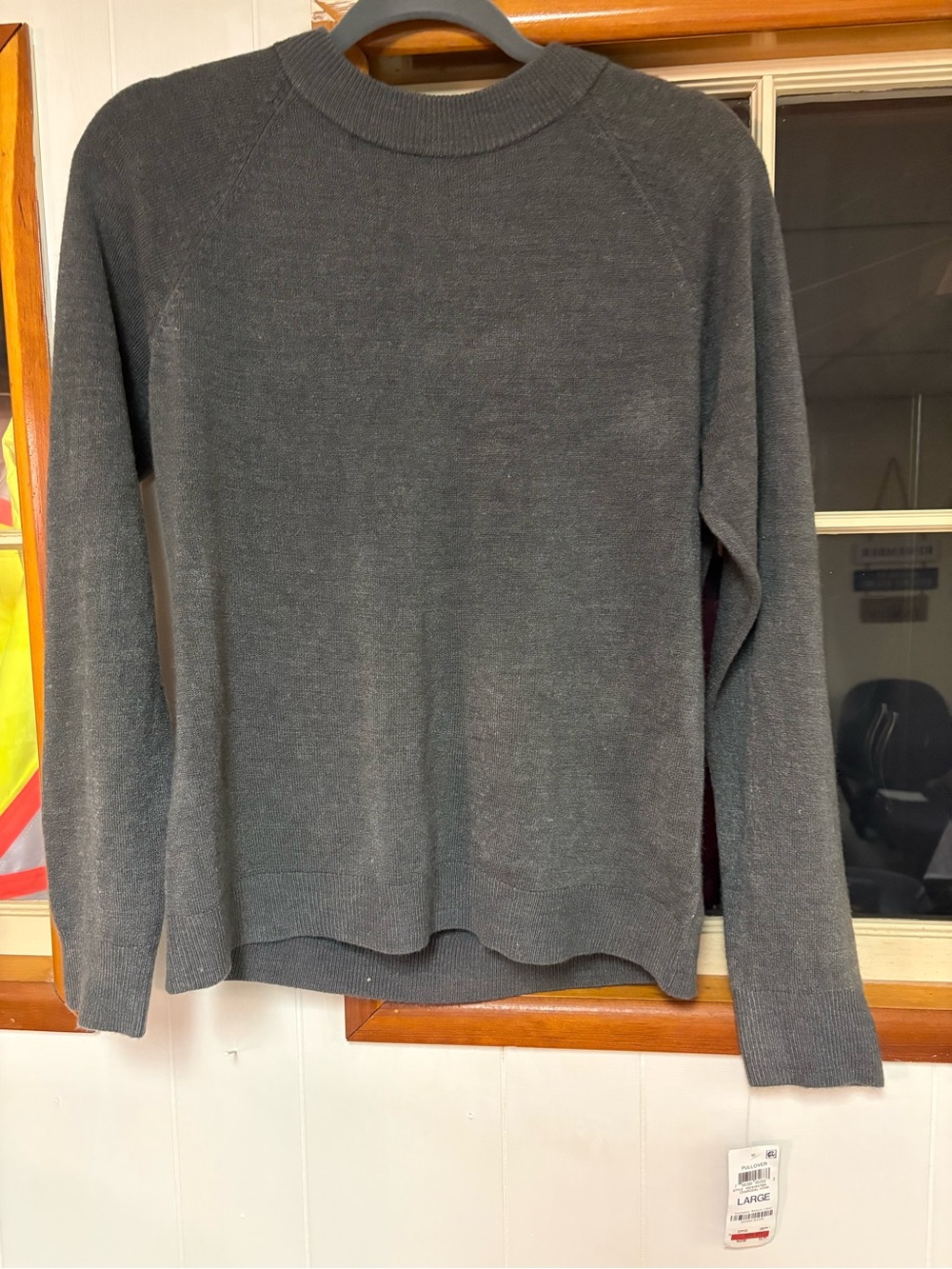 Karen Scott Charcoal Crewneck Sweater - Dark Gray